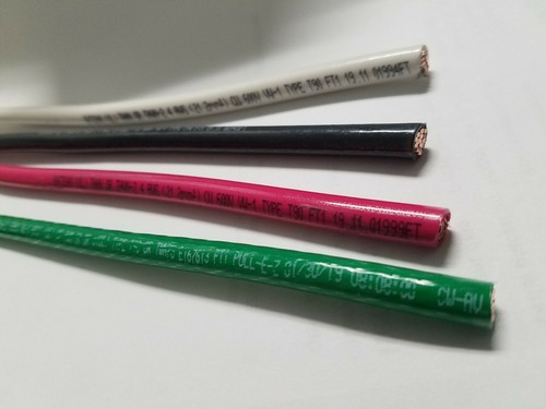 40 Foot 8 AWG THHN/THWN Copper Wire - Black, White, Red + Green Ground-1232433