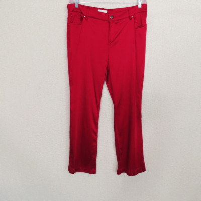 Cache Red Satin Trouser Dress Pants Size 14