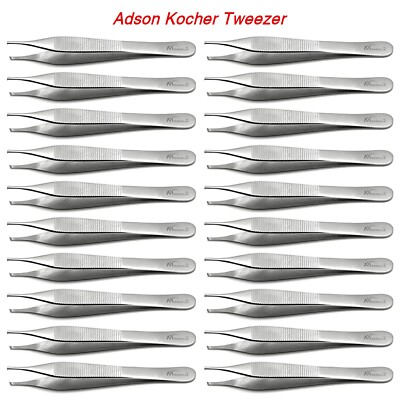 Surgical Adson Kocher Tweezers Tissue Forceps 12cm Dental Toothed Dressing Plier