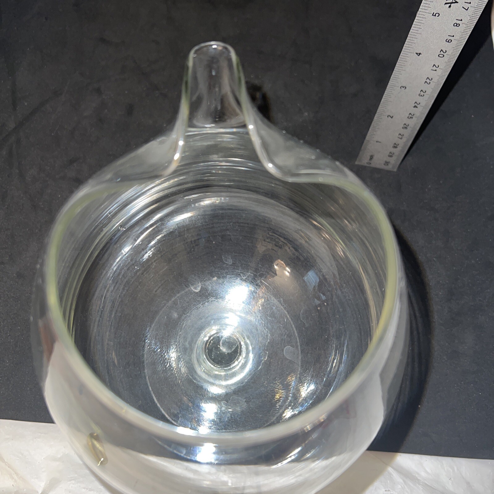 Vintage Large Clear Glass Brandy Snifter w/Pour Spout Cognac Liquor