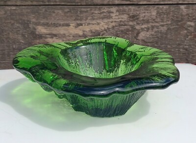 Blenko Glasschale Nr. 756 smaragdgrün 1975 Don Shepherd Eisscholle