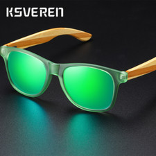 Men Wooden Temple Polarized Sunglasses Bamboo Wood Trendy Sunshade Glasses Hot