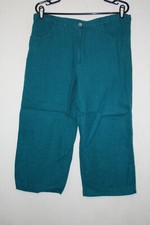Chico's Design Sz 3 36x22 Teal Green 100 Linen Wide Leg Crop Pants