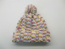 new HANDMADE Hat Toddler Girl's Winter Purple/Yellow Crochet Pom Pom Beanie