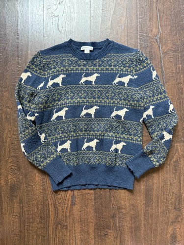 J Crew Crewcuts holiday sweater navy with dogs size 6-7 small