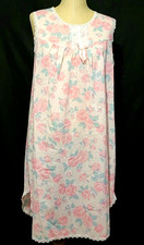 Vintage Dreamwear Lingerie Night Gown Size Medium Pink Blue Floral Sleeveless