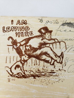 C 1906 Dog Bites Man's Butt I am Leaving Here M Beck NY Comic UDB Postcard