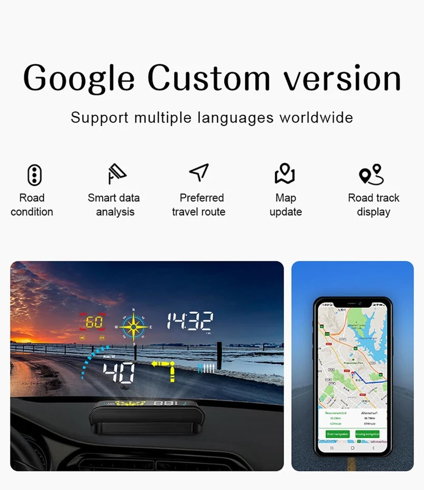 Head Up Display Projector Car Sync Speedometer Universal HUD GPS Navigation OBD - Image 4 of 4