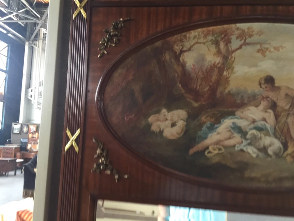 Espejo francés Trumeau pintado a mano 72" x 41" Foto 3 de 4