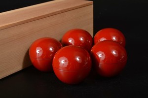 T8791: Japanese Dry lacquer Resin LIDDED CONTAINER 5pcs, w/box Tea Ceremony