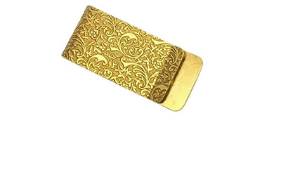 Hochwertige 18K Gelbgold über geprägter Geldklammer - Maße: 1'' x 2 1/4'' Herren