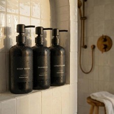 Stylish Shampoo and Conditioner Dispenser Set of 3 - Modern 21oz Shower Soap