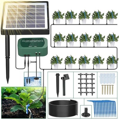 Solar-Bewässerungssystem für bis zu 15 Pflanzen Bewässerungsset mit 12 Timer-Mod