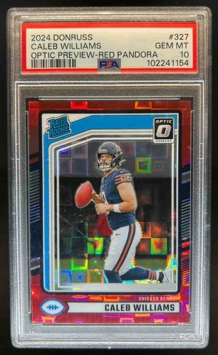 2024 Donruss Caleb Williams Optic Rated Rookie Preview Red Pandora #327 PSA 10