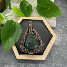 2.75 Bloodstone Gemstone Copper Wire Wrapped Pendant New B7216