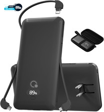 10000Mah Portable Charger with Built n Cables and AC Wall Plug USB C Fast