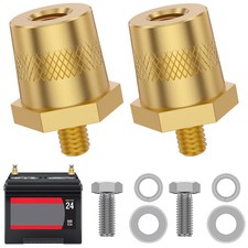 1 Pair M6 Battery Terminal Connector Set Brass Tone Battery Pole Post Adapter