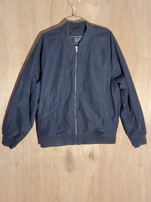 GAP Men’s Bomber Jacket Large Navy Blue Water Resistant Windproof Zip Front 