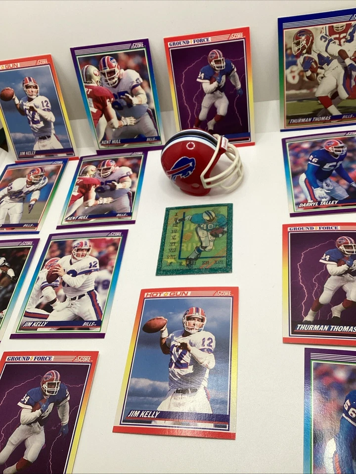 Buffalo Bills NFL Fan Regalo Lote 17 Tarjetas Años 90’s 1 Mini Casco Jim Kelly T Thomas Foto 2 de 4