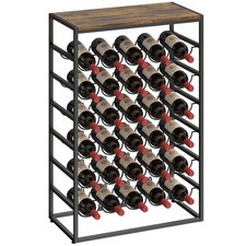 HOMCOM 30 Bottles Wine Rack, 6 Tier Wine Storage Holder, Rustic Brown