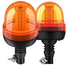 2X Rotating Flashing Beacon Flexible DIN Pole Mount Tractor Warning Light Amber