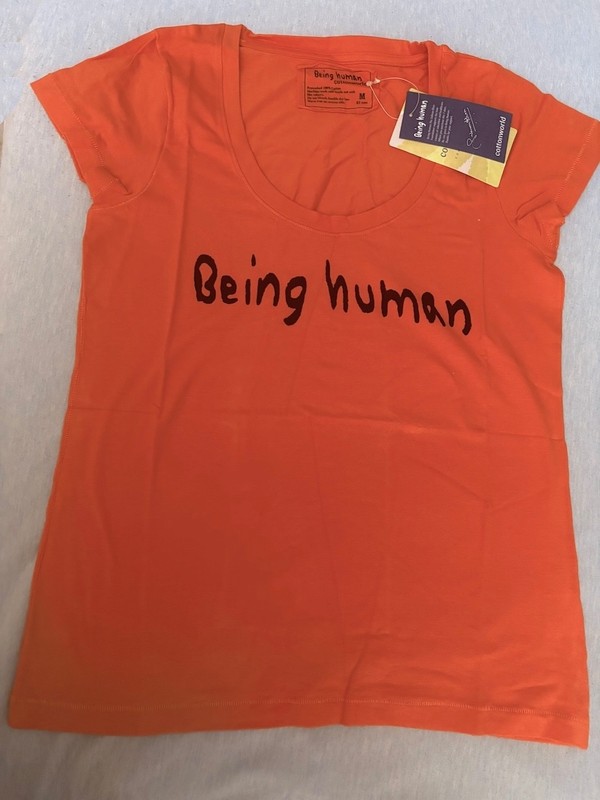 NWT NOS ’09 ORIGINAL Salman Khan BEING HUMAN fundraiser T-SHIRT Orange Sz WomMED