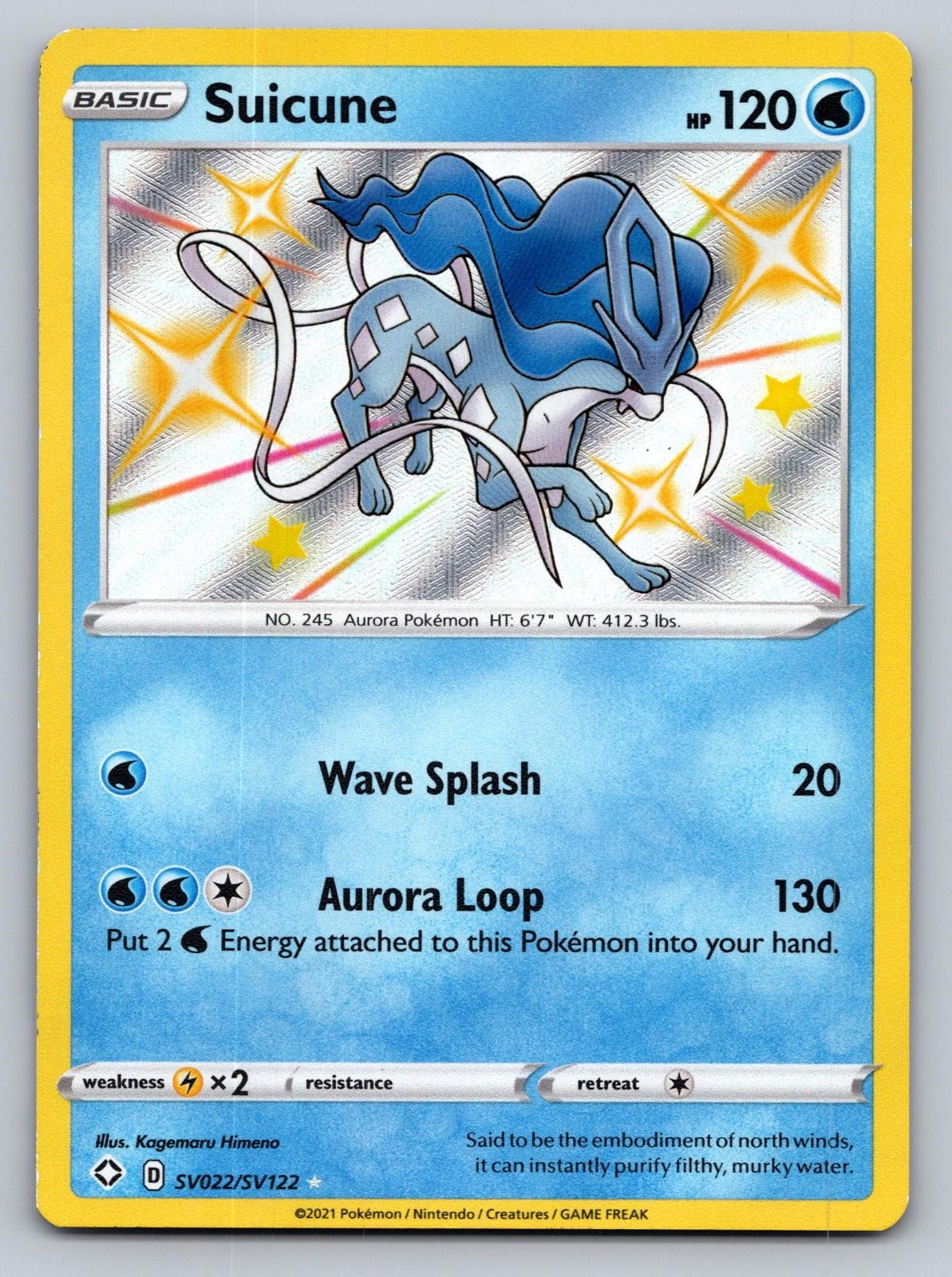 Suicune SV022/SV122 Shiny Rare Shining Fates Shiny Vault Pokemon Holo LP