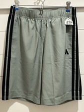 Adidas Essentials Training 3 Stripes Light Green Woven Shorts Boys Sz 18-20