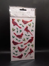 Christmas paper crafts Cardinals Glitter stickers 2 sheets 60pc