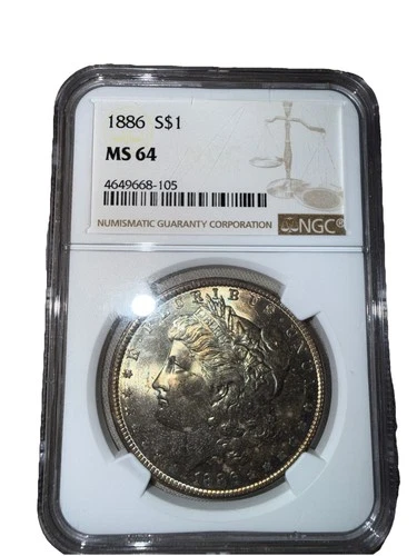 1886 $1 Morgan Silver Dollar NGC MS 64