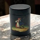 Antique Lukutin Russian Lacquer Vesta Case 1800s Hand Painted Couple Match Safe