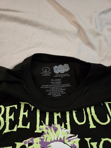 BEETLEJUICE Black Short Sleeve Graphic T-Shirt Size 2XL(50-52) NWT Halloween New - Picture 2 of 2