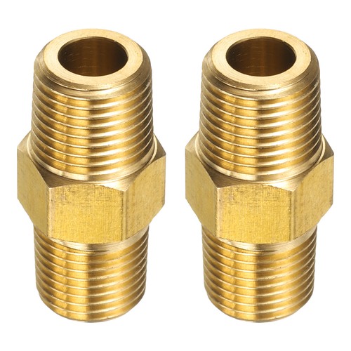 2pack Brass Pipe Fitting 1/8" BSPT x 1/8" NPT Male Brass Hex Nipple]