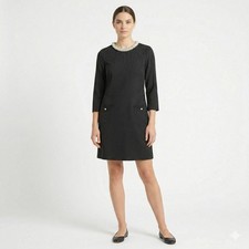 CeCe Womens Dress XS Black Polka Dot Pearl Embellished Shift Career LBD