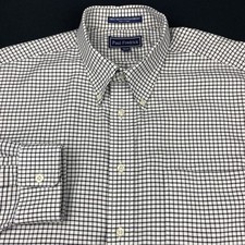 Paul Fredrick Dress Shirt Mens 16.5-36 White w/Black Checks Long Sleeves