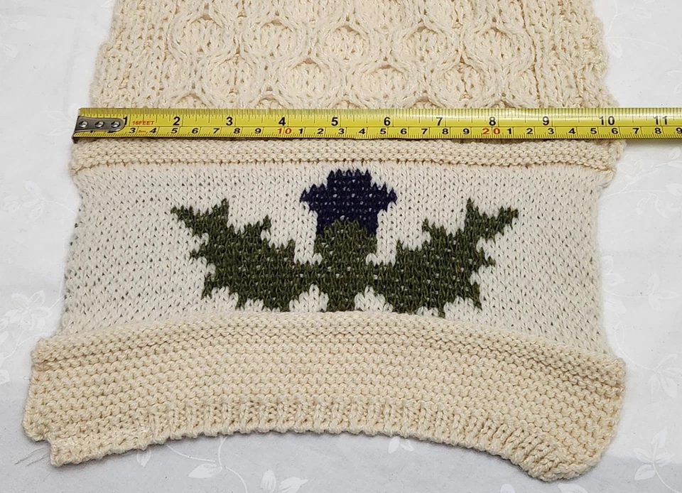 100% Lana Cardo Escocés Aran Cable Tejido 72" Bufanda Crema/Natural NUEVO Foto 4 de 4