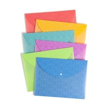 Poly Document Holder File Jackets Geometric Design Button Closures New
