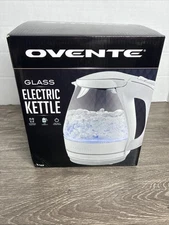 Ovente Electric Glass Kettle 1.5 Liter BPA-Free 1100W Auto Shut Off White KG83W