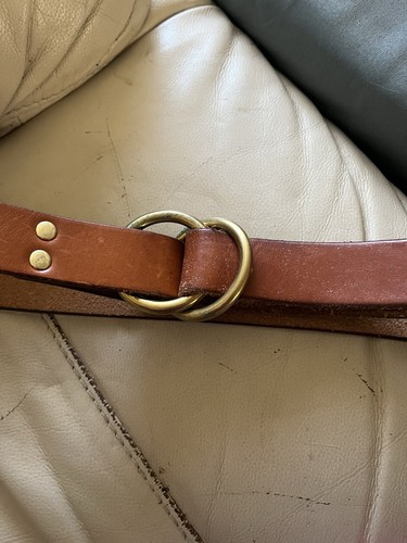 Stirrup Style Honey Colored Belt, Brass Stirrup Loops