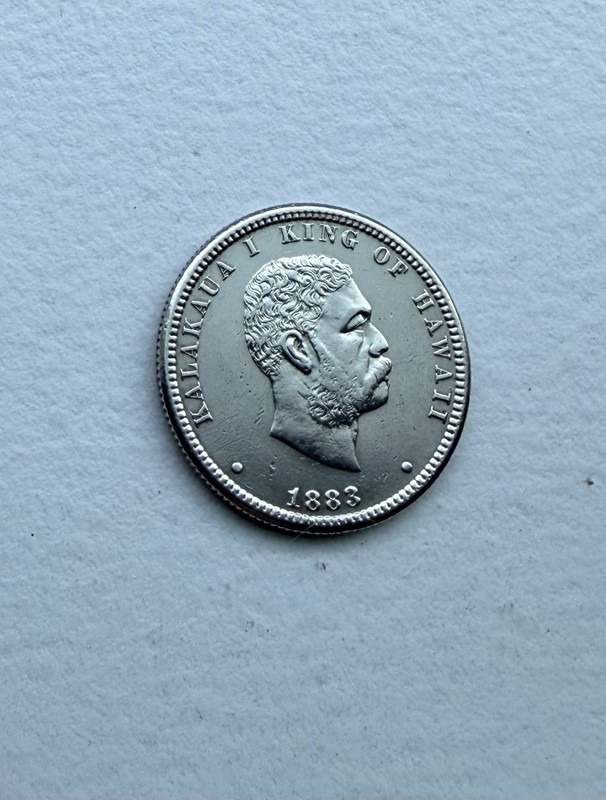1883 Hawaiian Kingdom Silver Quarter 1/4 Dollar 25 Cent Coin AU+