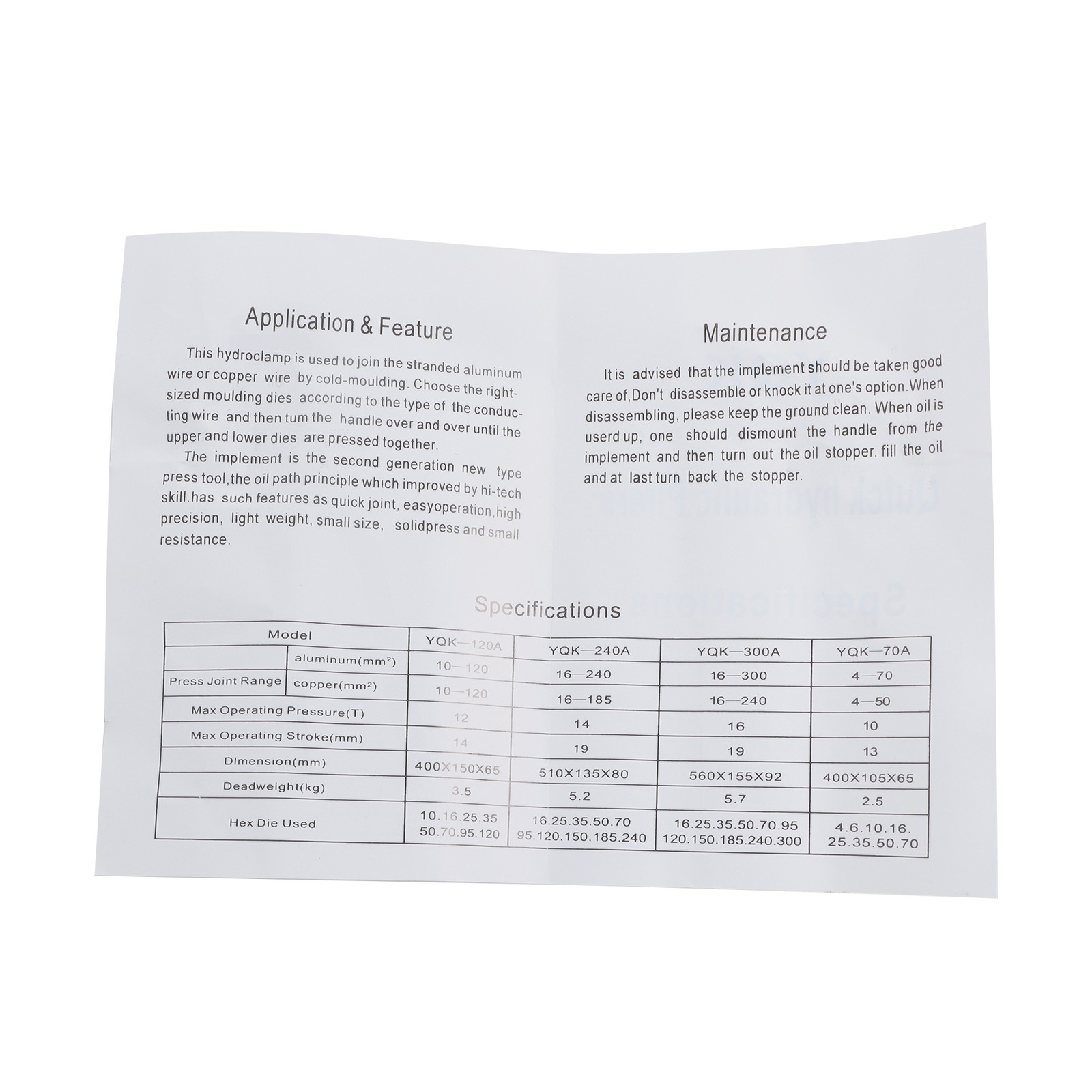 12T Hydraulic Wire Crimping Tool Cable Lug Terminal Crimper w/8 Dies YQK-120