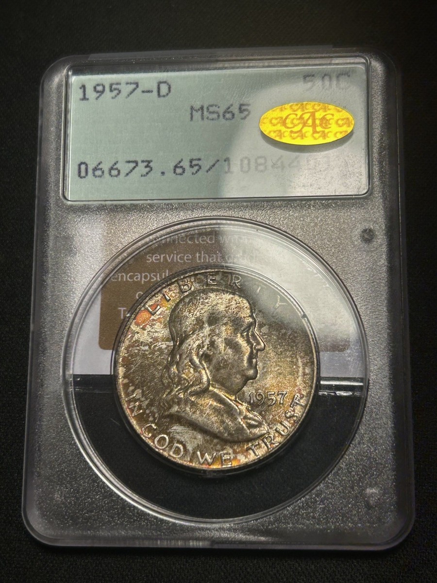 1957-D Franklin Half Dollar PCGS MS65 GOLD CAC 108 Prefix Rattler