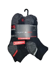 New Layer 8 Men 15 Pair Black Quick Dry Cushion Quarter Lenght Socks Sizes 10-13