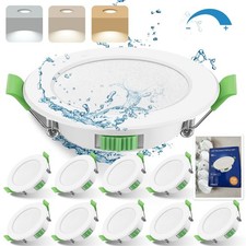 67-75mm cutout Ceiling Light 7W 3CCT Slim Dimmable Downlight Spot IP44 White ×10