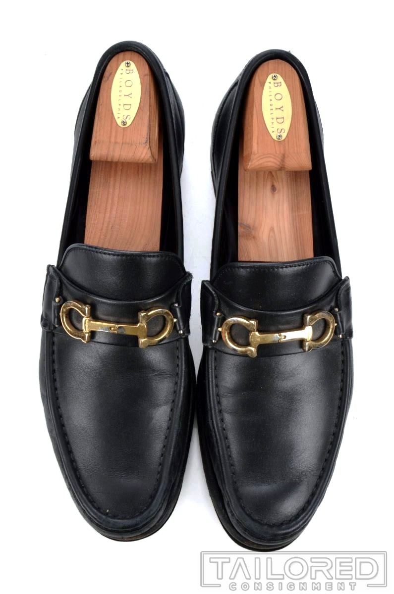 SALVATORE FERRAGMO Solid Black Leather GANCINI BI… - image 6