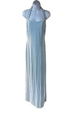 Betsy  Adam Halter Maxi Gown Ice Blue Textured Formal Prom Dress 12 NWT READ