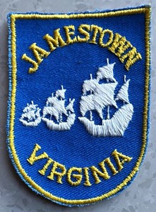 Vintage Jamestown Virginia Embroidered Patch Colonial Ships Discovery Godspeed