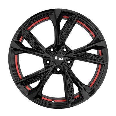 2x MAM Felgen Mam Rs6 8,0jx18 5/114,3 Et30 72,6 Bpri Black Painted Red Inside