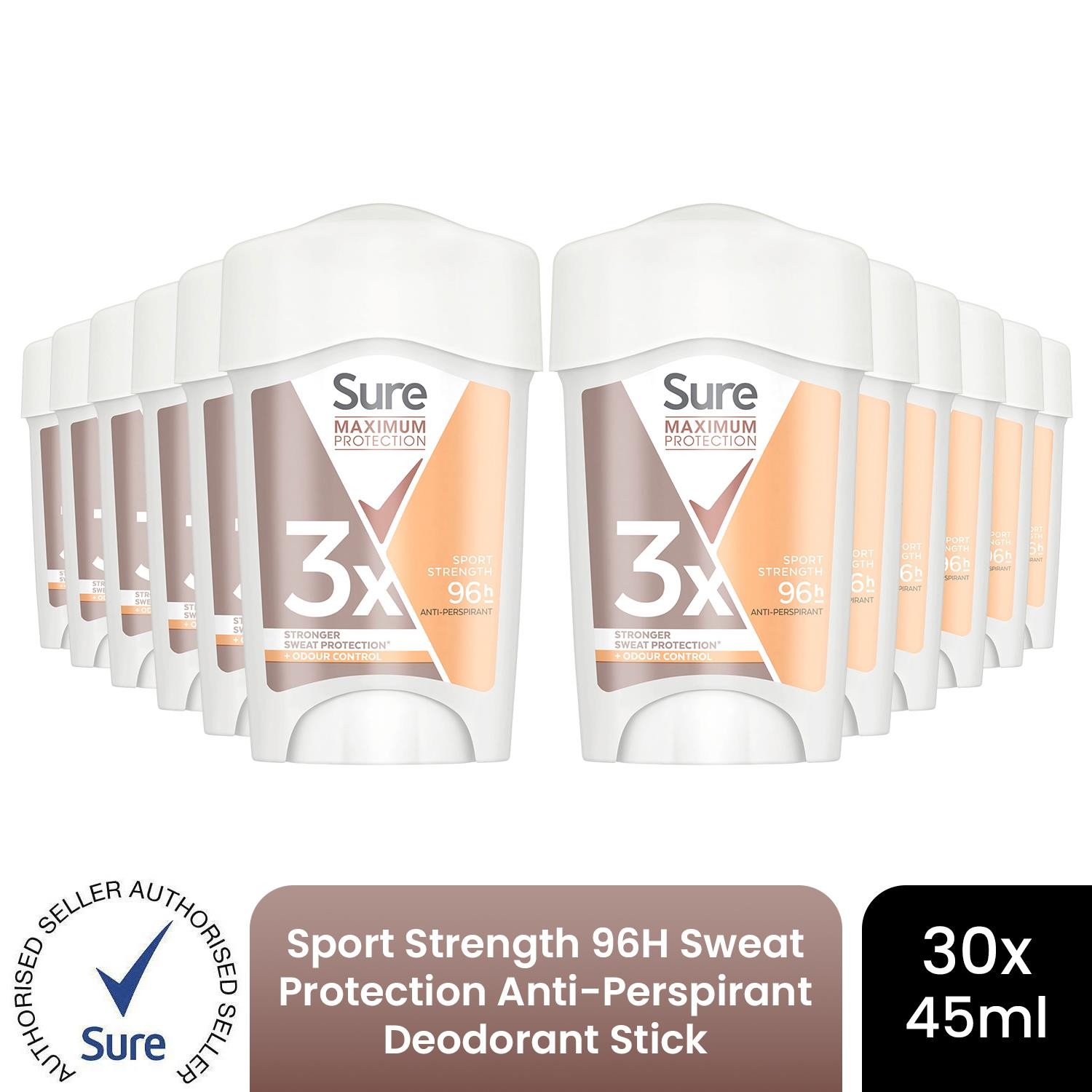 Sure Women Maximum Protection Sport Strength Anti-Perspirant Deodorant Cream Stick 45ml - 12 Pack - Image 7