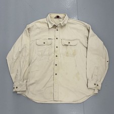 Vintage 90s Carhartt Rugged Cream Cotton Workwear Shirt 1990s